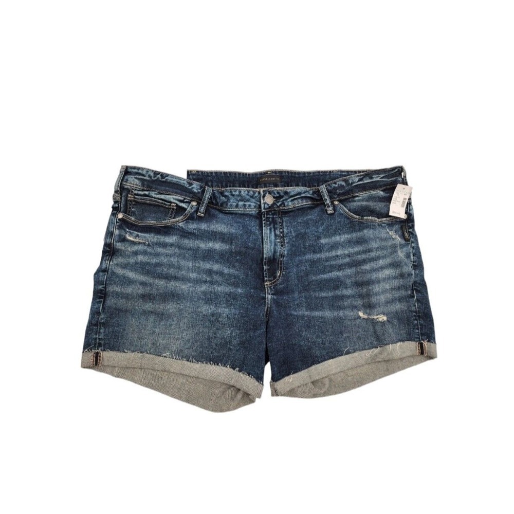 NWT Silver Jeans Co Women's Suki Mid-Rise Curvy Cuffed Jean Shorts Size 24